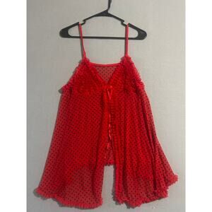Red Sheer Ruffle Heart Babydoll LingerieLarge/XL Valentines Style